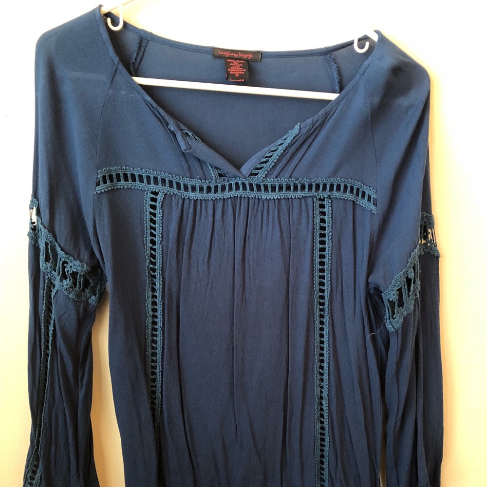 Blue Long Sleeve Blouse